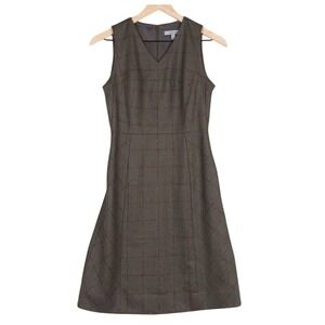 CLASSIQUES ENTIER Wool Alpaca Mohair Sheath Midi Dress Sz 0 Brown Sleeveless